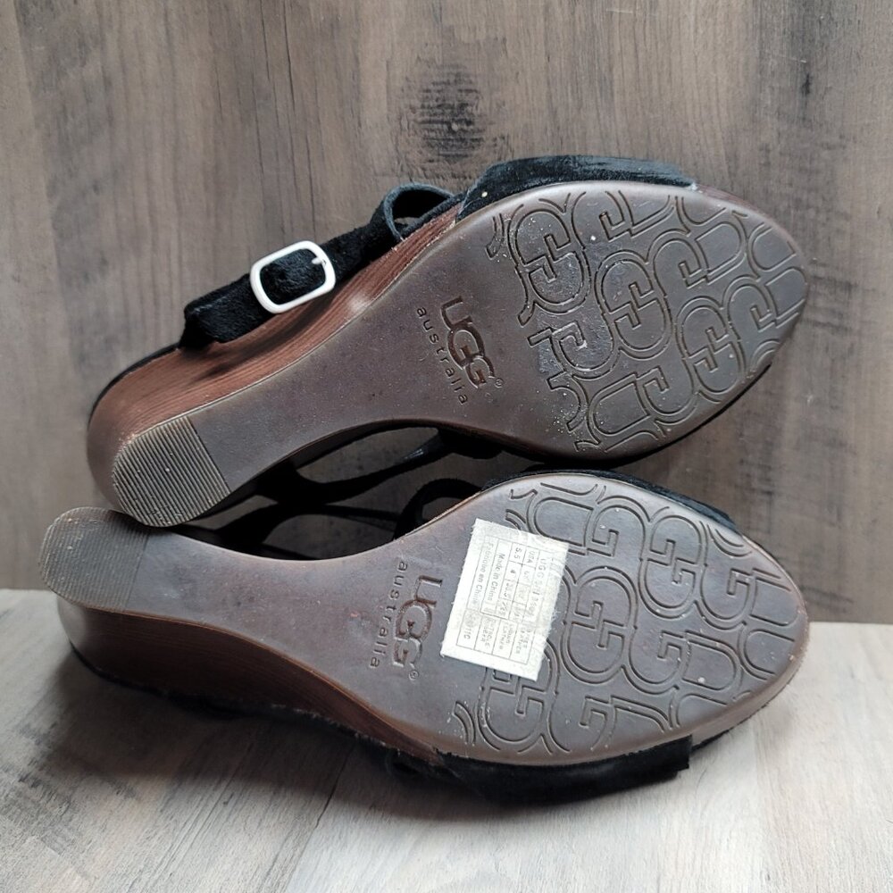UGG 3191 Jullita II Black Suede Wedge Slide Sandals Shoes 5.5 - Picture 15 of 16